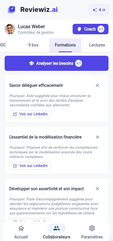 LinkedIn Learning dans Reviewiz, version mobile.