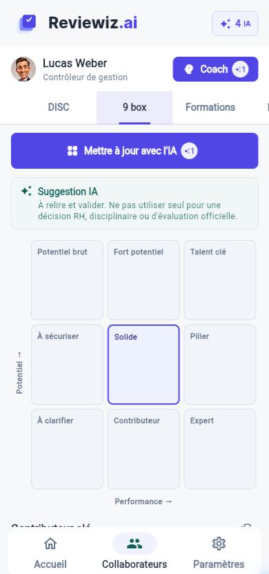 9 box dans Reviewiz, version mobile.